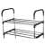 Close-up of shoe rack shelf, silver metal shoe storage, shoe organizer for entryway