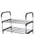 Close-up of shoe rack shelf, silver metal shoe storage, shoe organizer for entryway