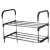 Close-up of shoe rack shelf, silver metal shoe storage, shoe organizer for entryway