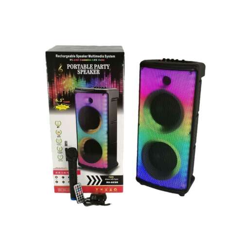 Akkumulátoros bluetooth karaoke hangfal mikrofonnal, távirányítóval, LED fényekkel 84925704