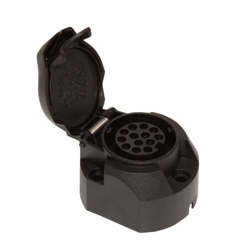 13 pin trailer socket, 12V, black, carguard
