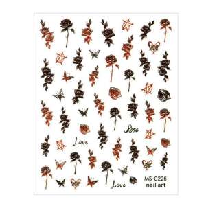 Halloween körmös matricák rózsákkal, pillangókkal és csillagokkal - Körömmatrica