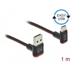 Delock EASY-USB 2.0 kábel, USB-A - USB-C, 1 méter, megfordítható csatlakozó - Adatkábel