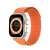 Orange Apple Watch Sport Band with Metal Buckle on Apple Watch, side view