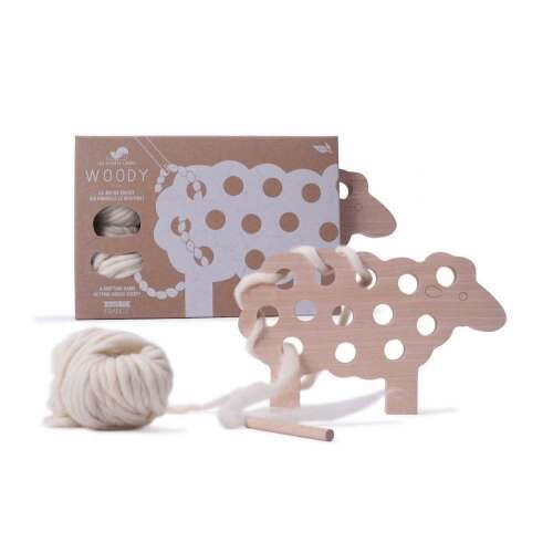 Woody bárány kötőjáték az Auzou-tól, fa játék gyerekeknek, fonal és tűvel