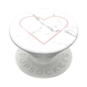 PopSockets 2 Stoney Heart 800422 mâner de telefon, marmur alb cu inimă roz - Popsockets