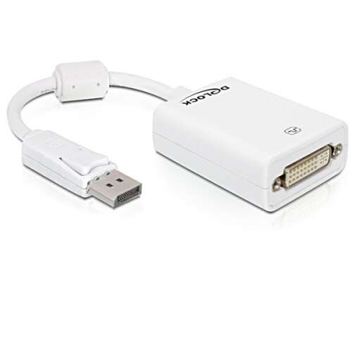 Delock DL61765 DisplayPort auf DVI Adapter, weiß, DVI-Monitor an DisplayPort-Anschluss anschließen