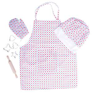 Pöttyös séf szett, 3 év+ kids chef apron, hat and gloves set for pretend play, red and blue polka dot pattern - Kids' apron
