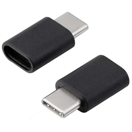 Micro USB to USB Type C adapter, black, 2 pack