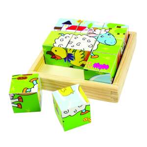 BigJigs Farm Animals Wooden Puzzle, 9 piece puzzle with farm animals, for toddlers and preschoolers - Puzzle