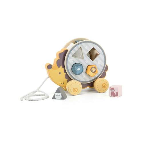 Wooden hedgehog pull toy with shape sorter, PolarB brand