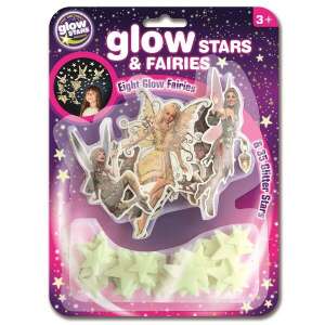 Glow in the dark fairy and star stickers for kids room decor, 35 stars and 8 fairies, Brainstorm Tündérek és csillagok - Sticker, Magnet