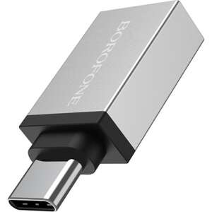 Brofone BV3 Type-C USB OTG adapter, ezüst, alumínium, töltés és adatátvitel - Borofone