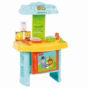 Fisher-Price Mój pierwszy zestaw kuchenny, niebieska i żółta kuchnia do zabawy z piekarnikiem, lodówką i płytą grzewczą - Kuchnia dla niemowląt i zabawek