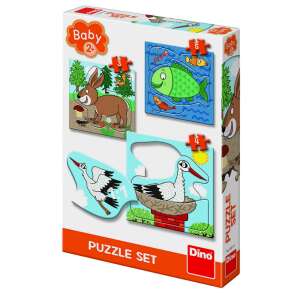 Dino Baby 2+ Puzzle Set - Where do animals live? 3 puzzles with 3-5 pieces each, perfect for little hands. Develops imagination, fine motor skills and matching skills. - Toy