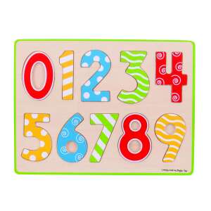 BigJigs 123 fa puzzle, wooden number puzzle for kids, 0-9 numbers puzzle, educational toy for preschoolers - Baby Puzzle