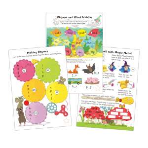Galt Spelling Book with reward stickers - Collage of pages showing activities for learning English spelling - Book