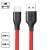 1 meter USB-A to Type-C data and charging cable, red, with textile cover