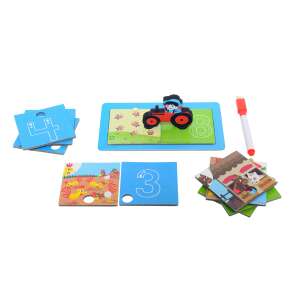 Игра за развитие на уменията Chalk and Chuckles Умният фермер, дъска за игра с трактор и фермер, карти с числа и маркер - Nonbrand Игра за развитие за малки деца