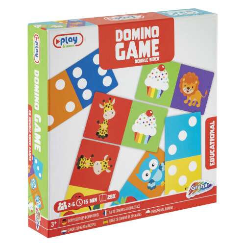 Educational domino game for kids, featuring numbers and animal illustrations