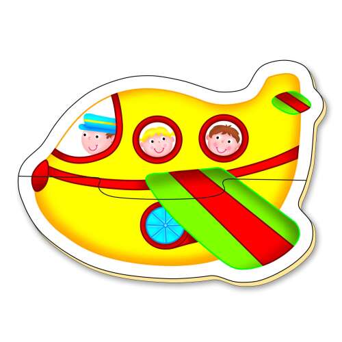 Galt Duo Transport puzzle darab, sárga repülőgép három emberrel benne