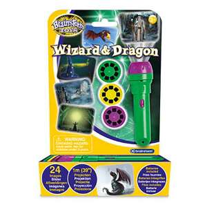 Brainstorm Toys Wizard & Dragon Projector, green and purple flashlight with 3 discs for projecting images of wizards and dragons - Flashlight & Headlamp