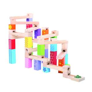 Bigjigs Toys Golyópálya, fa golyópálya játék gyerekeknek, színes golyópálya pálya, építsd meg a saját golyópályádat, golyópálya készlet - Golyópálya