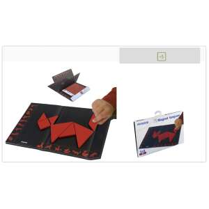 Miniland mágneses Tangram kirakós játék gyerekeknek, 5 éves kortól, piros darabok fekete táblán, 16 különböző forma létrehozásához - Miniland