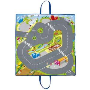 Play mat with traffic theme, 100x100 cm, foldable, with handle, for kids 3-6 years old - Baby Gyms & Play Mat