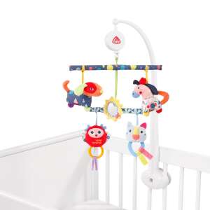 Fehn Color Friends Musical Mobile with Activities, a colorful mobile with a dog, horse, owl, and cat for baby's crib - Fehn