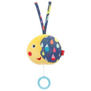 Baby's Only Luna musical toy, yellow and blue with a moon and raindrops design, for babies - Stroller & Crib Toy