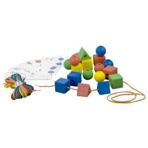 Miniland Educational Geometric Shapes for Stringing, 2.5 cm, set includes 100 shapes, 10 strings, activity cards - Miniland