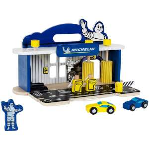 Michelin Holzspielzeug Garage Spielset mit Autowaschanlage, Tankstelle und zwei Autos - Klein