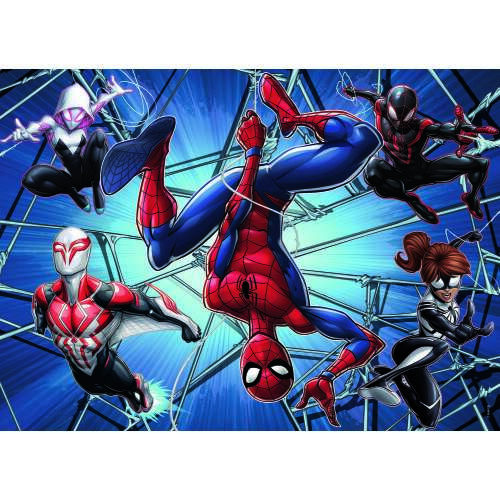 Puzzle Lisciani Spiderman, 60 piese, dublu față, de colorat și asamblat, Spiderman, Spider-Gwen, Miles Morales, Spider-Man