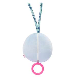 Fehn musical toy Gargarita velasa, blue and green plush ladybug with pink ring, back view - Stroller & Crib Toy