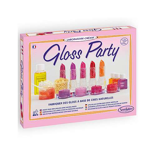 Gloss Party Kreatywny Warsztat do Balsamu do Ust i Szminki, stwórz własny błyszczyk do ust z naturalnych wosków, zestaw DIY dla dzieci, eksperyment naukowy, zabawna aktywność, prezent dla dziewczynek