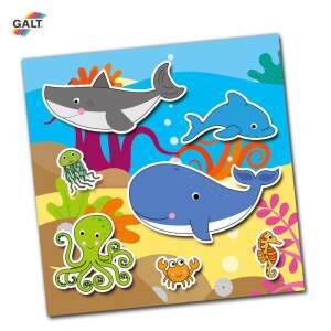 Galt Reusable Sticker Book Animals, ocean scene with shark, dolphin, whale, octopus, jellyfish, crab, and seahorse stickers - Galt