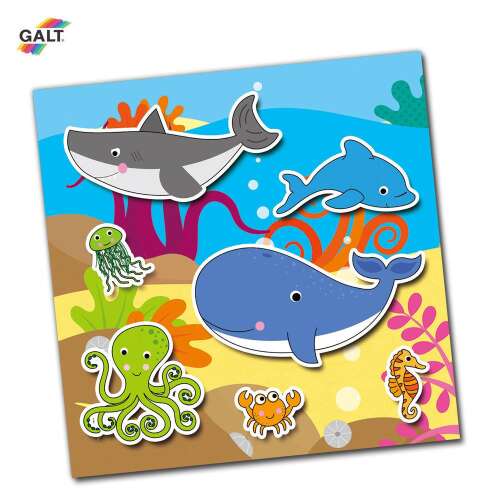 Galt Reusable Sticker Book Animals, ocean scene with shark, dolphin, whale, octopus, jellyfish, crab, and seahorse stickers