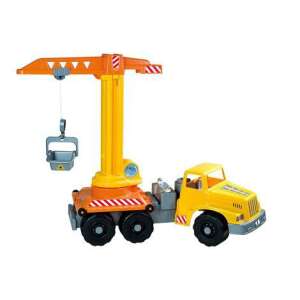 Yellow toy truck with a crane, Master Builder toy truck with crane - Androni