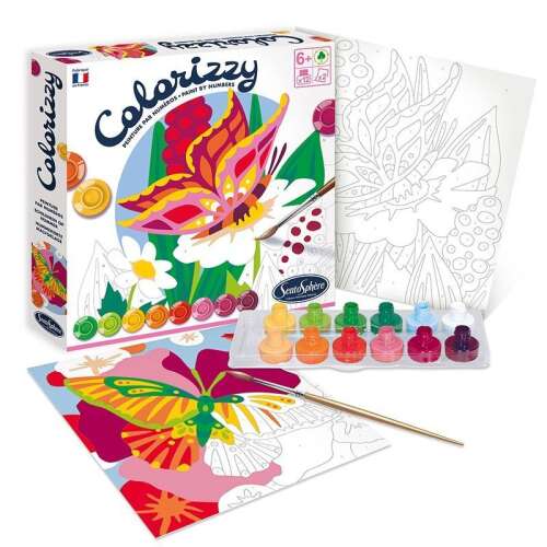 Colorizzy Paint by Numbers Butterfly - Creative Art Set for Kids - Includes 2 canvases, 12 acrylic paints, 1 paint palette, 1 brush, and instructions