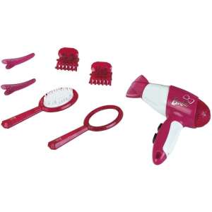 Barbie fodrász szett, rózsaszín hajszárító, hajkefe, tükör, hajcsipeszek, szerepjáték, gyerekjáték - Klein