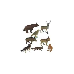 Set Miniland Animale din Pădure cu 8 figurine, inclusiv urs, cerb, mistreț, capră neagră, lup, vulpe, veveriță și șoim - Miniland Figurine