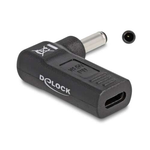 DELOCK Conversia DELOCK Cablu încărcător laptop USB Type-C de sex feminin &gt; Dell 4.5 x 3.0mm de sex masculin 90 grade