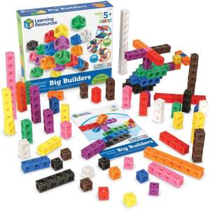 Learning Resources MathLink Cubes Big Builders 200 piece set, colorful plastic building blocks for kids, STEM learning toy - Plastic Building Toy