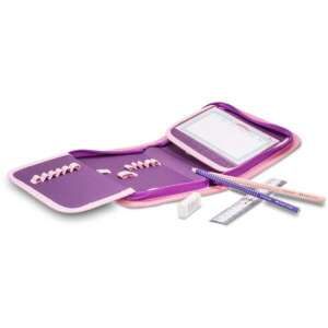 Belmil Rainbow Unicorn pencil case, open, showing compartments, pencils, ruler, eraser - Pencil Case