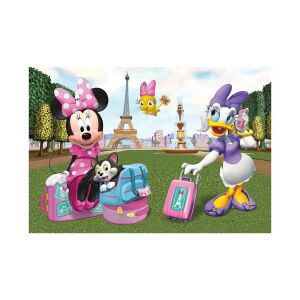 Puzzle Dino Minnie i Daisy 48 elementów z Myszką Minnie, Kaczor Daisy i Figaro w Paryżu - Dino Bikes