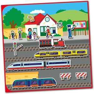 Galt Reusable Sticker Book Vehicles, sticker book with 8 scenes and 150 reusable stickers, featuring vehicles, trains, cars, and more - Galt