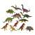 Set of 12 dinosaur figures, includes Triceratops, Stegosaurus, Brachiosaurus, Pteranodon, Stiracosaurus, Pachycephalosaurus, Velociraptor, Tyrannosaurus, Ankylosaurus, Parasaurolophus, and Brontosaurus