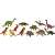 Set of 12 dinosaur figures, includes Triceratops, Stegosaurus, Brachiosaurus, Pteranodon, Stiracosaurus, Pachycephalosaurus, Velociraptor, Tyrannosaurus, Ankylosaurus, Parasaurolophus, and Brontosaurus