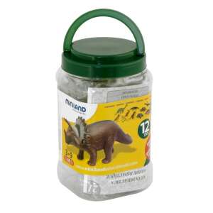 Miniland Educational Dinosaur Figures Set of 12,  includes Triceratops, Stegosaurus, Brachiosaurus, Pteranodon, Stiracosaurus, Pachycephalosaurus, Velociraptor, Tyrannosaurus, Ankylosaurus, Parasaurolophus, and Brontosaurus - Miniland
